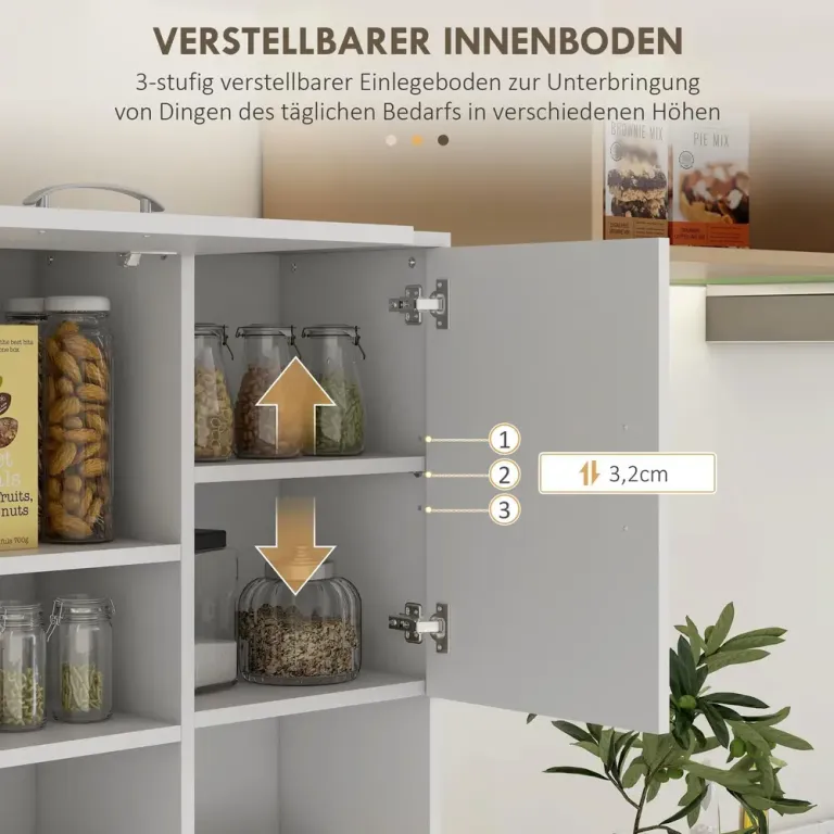 Köksskåp Förvaringsskåp Vit av MDF Skåp Högt Fack Mikrovågsugn