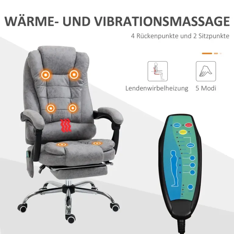 Kontorsstol med Massagefunktion Ergonomisk Skrivbordsstol Fotstöd