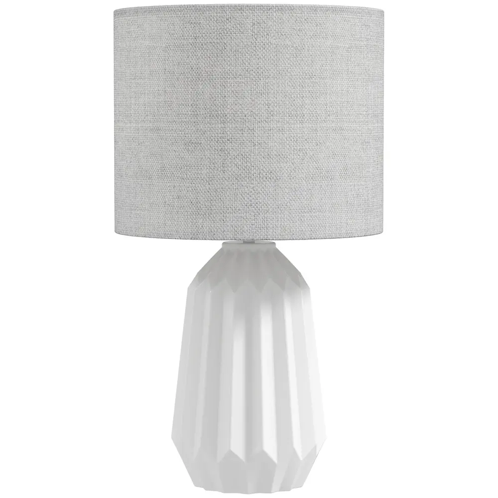 Bordslampa Klassisk Vit Linnetyg och Keramik 39 Cm