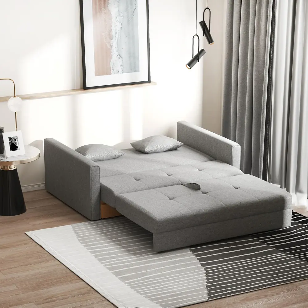Bäddsoffa 2-Sits Soffa Grå av Polycotton 152 x 101 x 81 cm