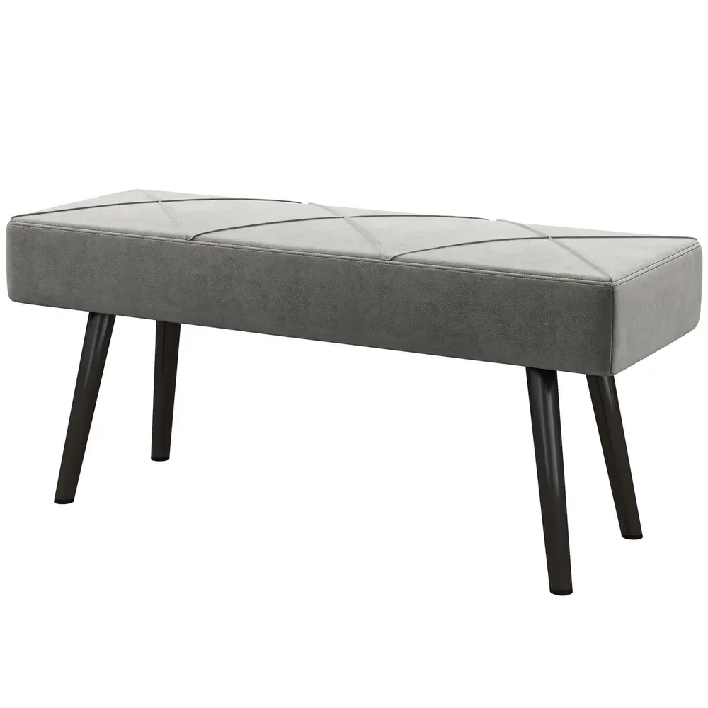 Klädd Bänk Sängbänk Grå av Tyg 100 x 36 x 45 Cm