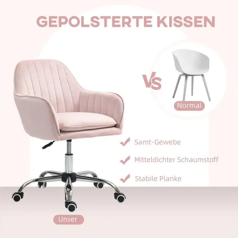 Kontorsstol med Rygg och Armstöd Rosa