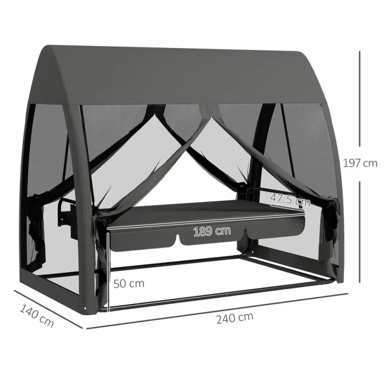 Hammock för 3 Personer med Bäddfunktion och Myggnät
