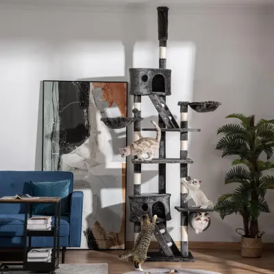 Klösträd med Sisalrep Golv till Tak 240–260 cm, Mörkgrå