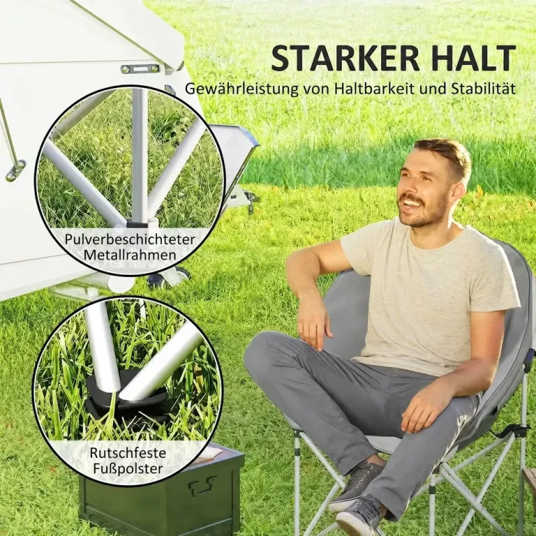 Campingstol Fiskestol Hopfällbar Grå av Tyg Ve Metall Ve