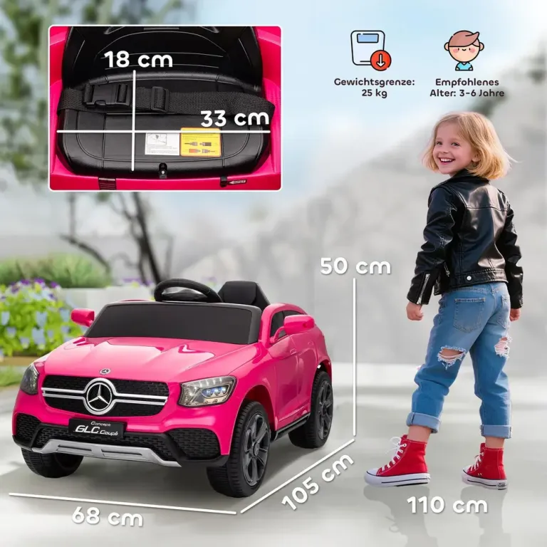 Elbil för Barn 12 v med Fjärrkontroll LED-Lampor Musik Mercedes Benz
