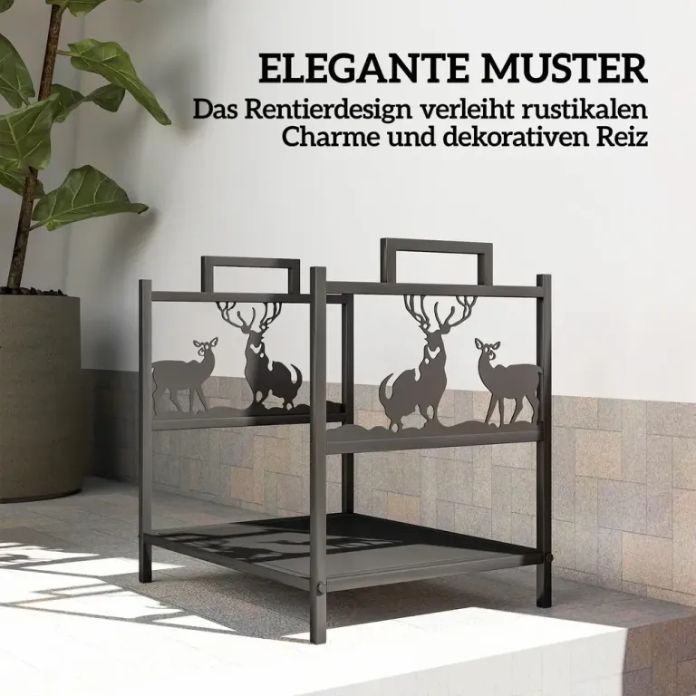 Vedställ för Braskamin i Metall Svart Kompakt Design Inom