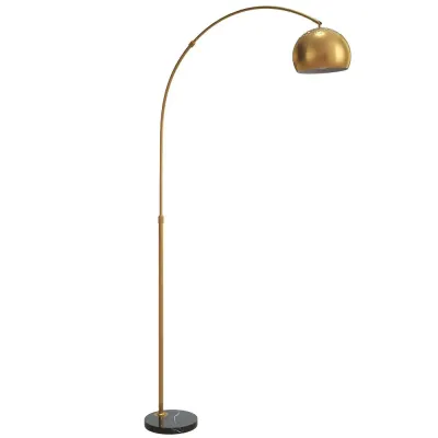 Golvlampa Båge Svart och Guld Metall och Marmor 167 cm