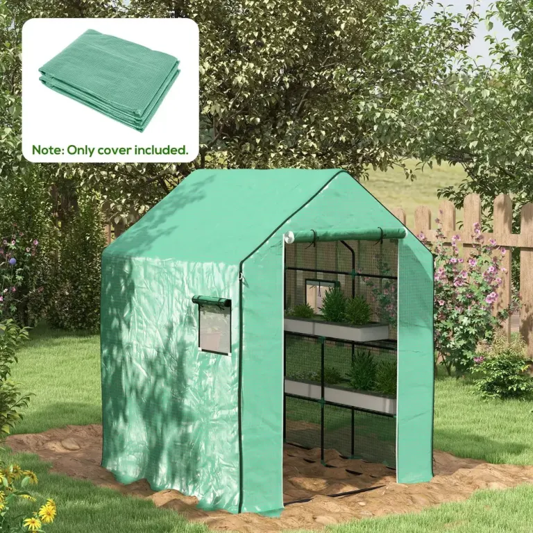 [Endast Duk/Folie - Utan Ram] Ersättningsväxthusduk Roll-up Fönster 140 x 143 x 190 cm
