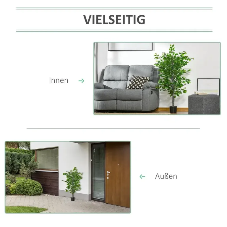 Konstgjord Växt Ficus Konstträd i Kruka Grön 135 cm Ficusväxt Plast