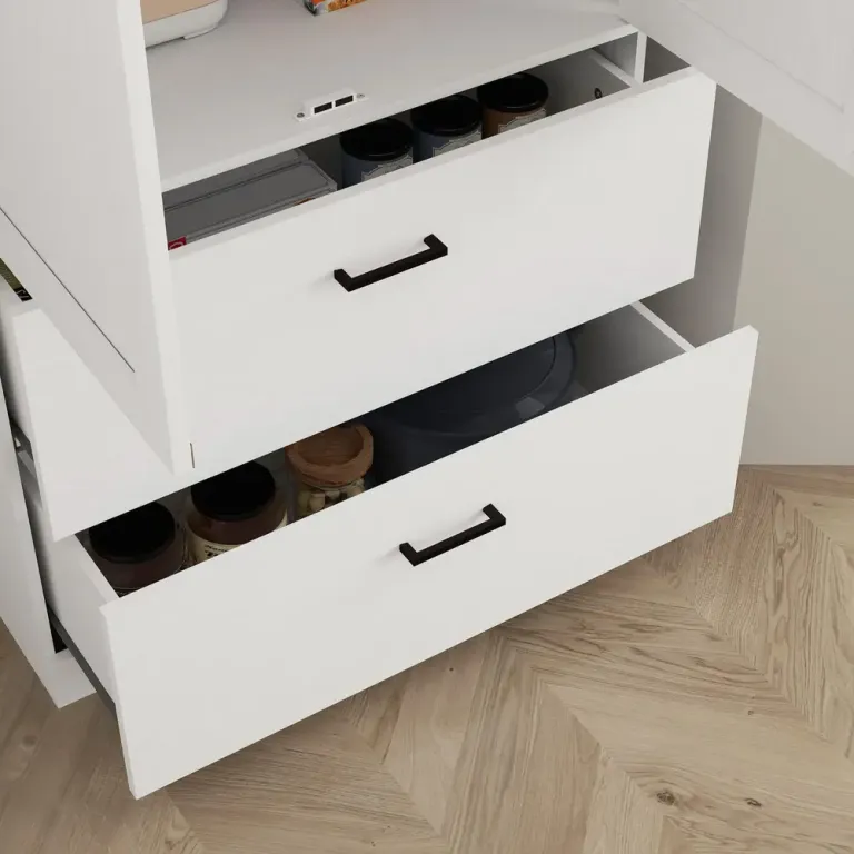 Köksskåp med Hyllor 2 Breda Lådor Hållbar och Vit MDF