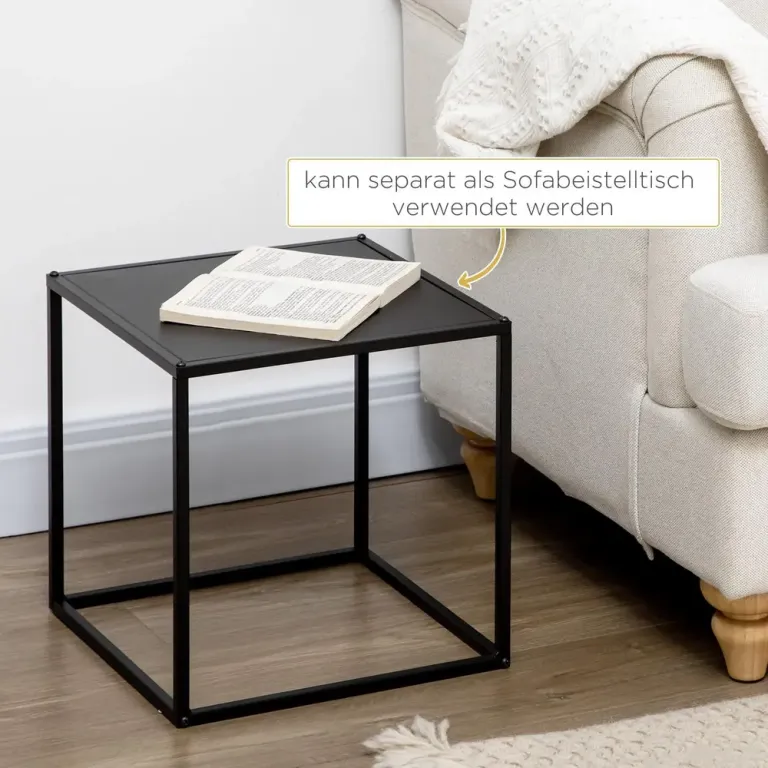 Satsbord i 2 Delar Soffbord med Stålram Pack Svart
