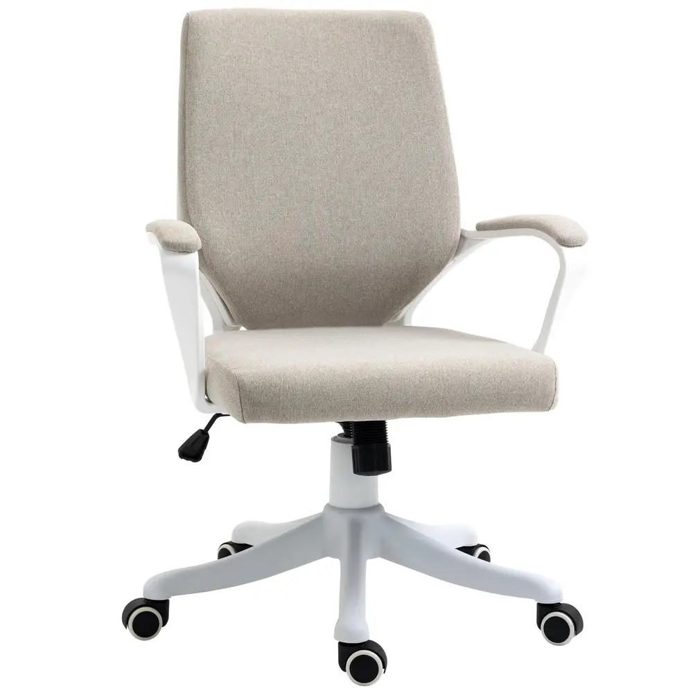 Ergonomisk Kontorsstol i Beige Tyg Skrivbordsstol