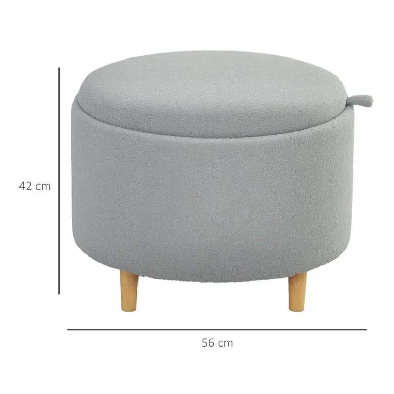 Stoppad Fotpall i Teddy Fleece med Dolt Sittpall Sidobord Vändbar