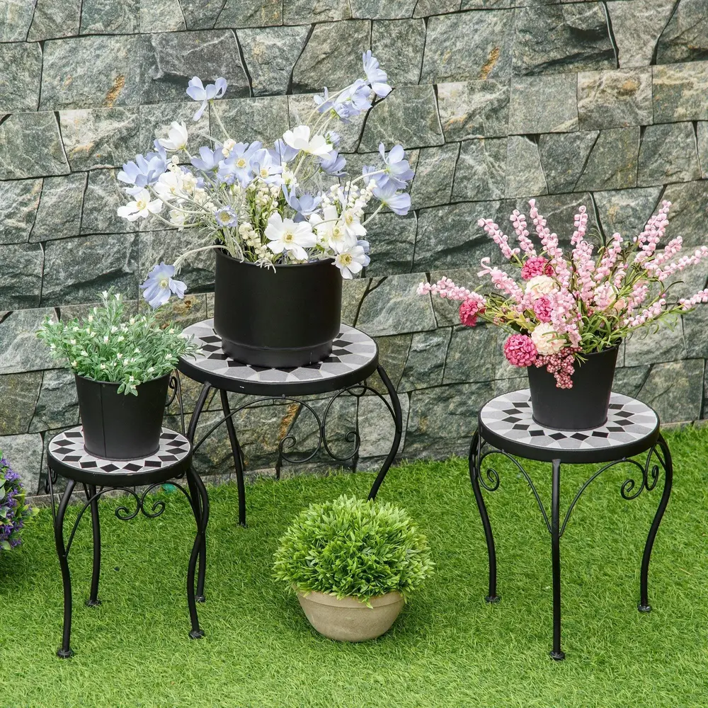 Blomställ i Metall 3-Pack Dekorativa Växtställ