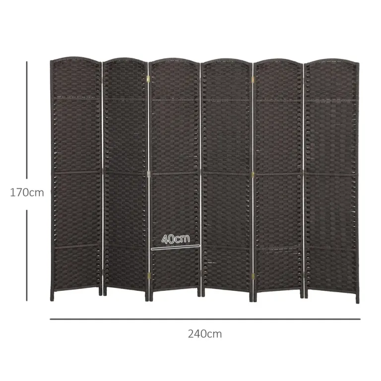 6-Panels Rumsavdelare Vikbar Sekretessskärm Sovrum, Brun Skärmvägg