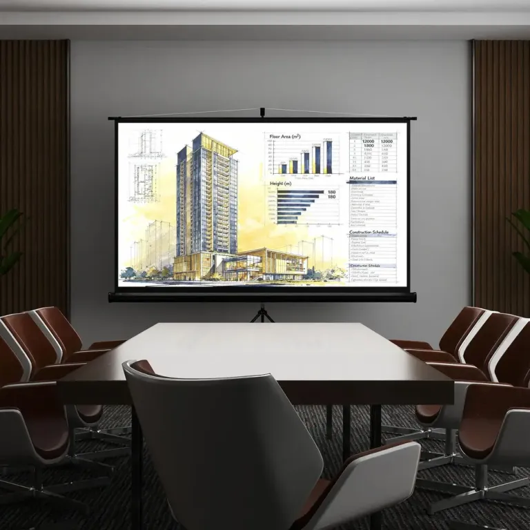 Projektorduk med Stativ HD 4K 221 x 124 cm, Svart