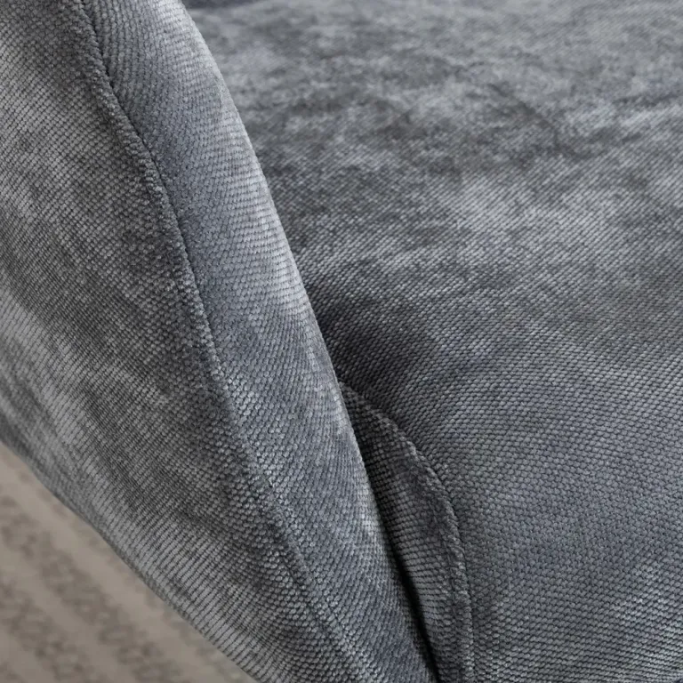 Fåtölj med Fotpall Grå Tyg och Metall Loungestol med Hög Metallbas