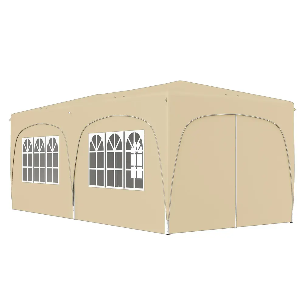 Lusthus Paviljong Pop-Up Partytält Sandfärgad 3 x 6 M
