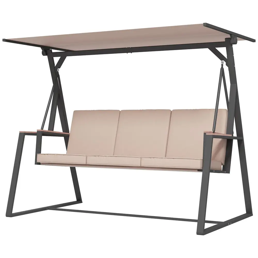 Trädgårdsgunga Gungbänk Khaki av Metall 205 x 130 x 175 Cm