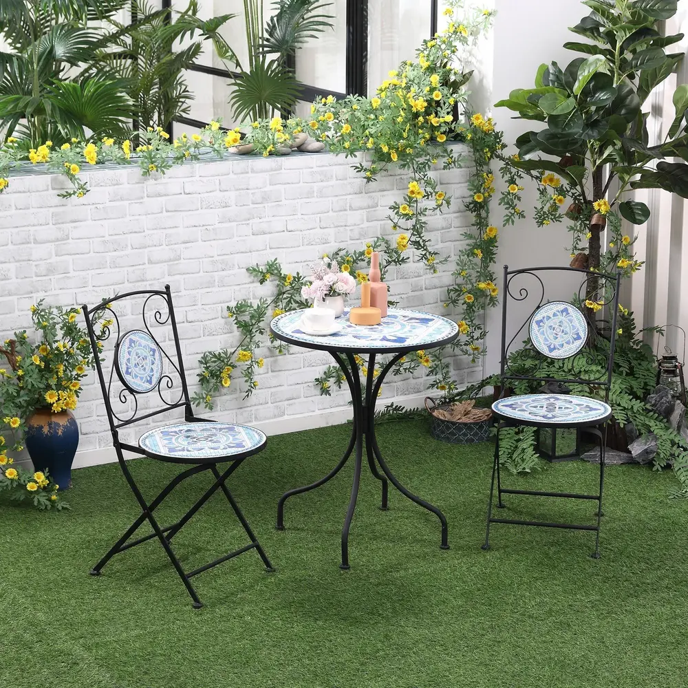 Bistroset i Metall 2 Personer Kompakt Balkonggrupp 61 Cm