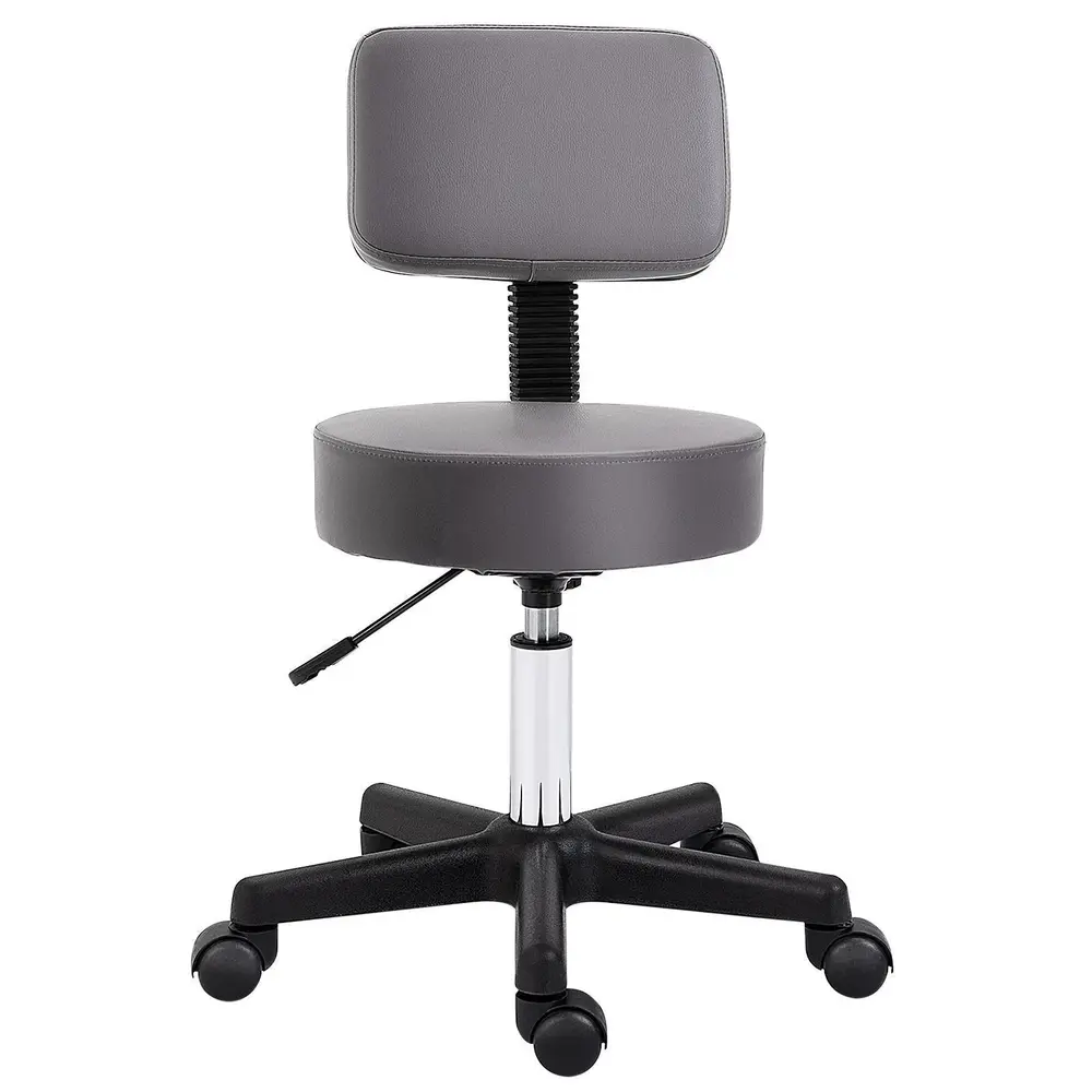 Ergonomisk Salongspall med Hjul, Justerbar Höjd, 360° Grå