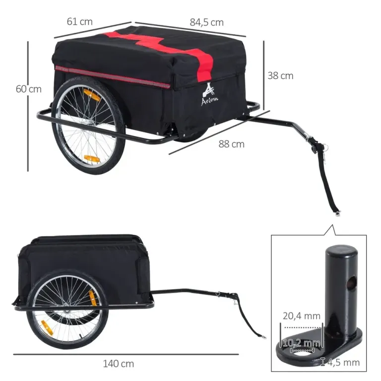 Hopfällbar Cykelvagn och Transportkärra i Metall, Svart