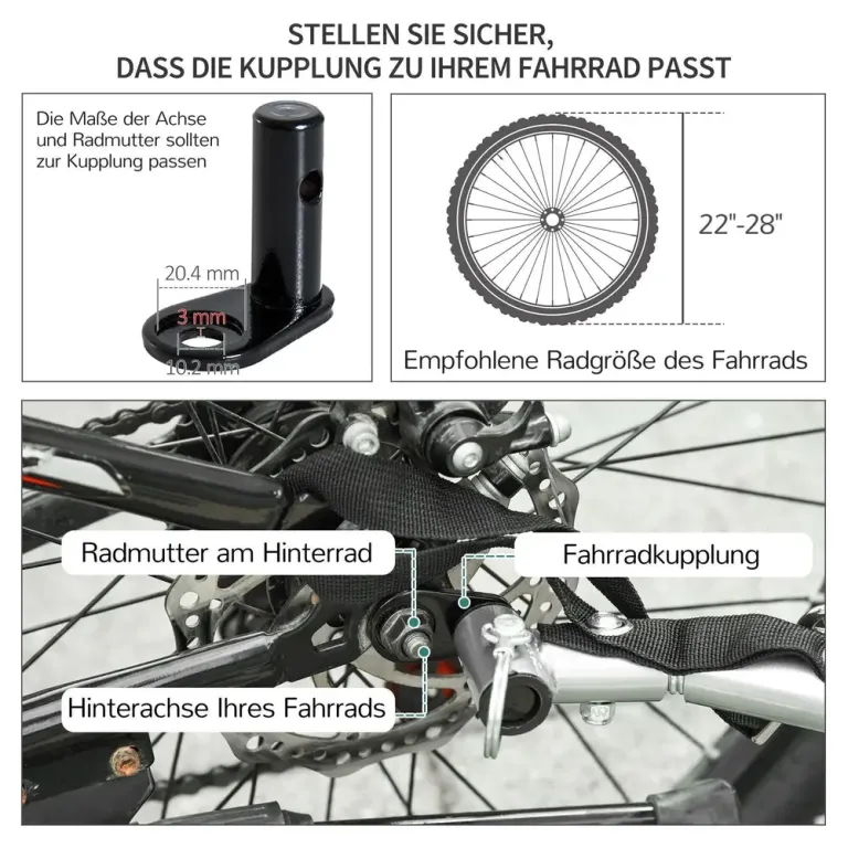 Hopfällbar Cykelkärra med 2 Hjul och Reflexer, Svart/Röd Lastvagn