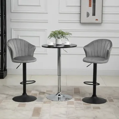 Barstolar i Sammet 2-Pack 51,5 x 57,5 x 93-114,5 cm, Grå
