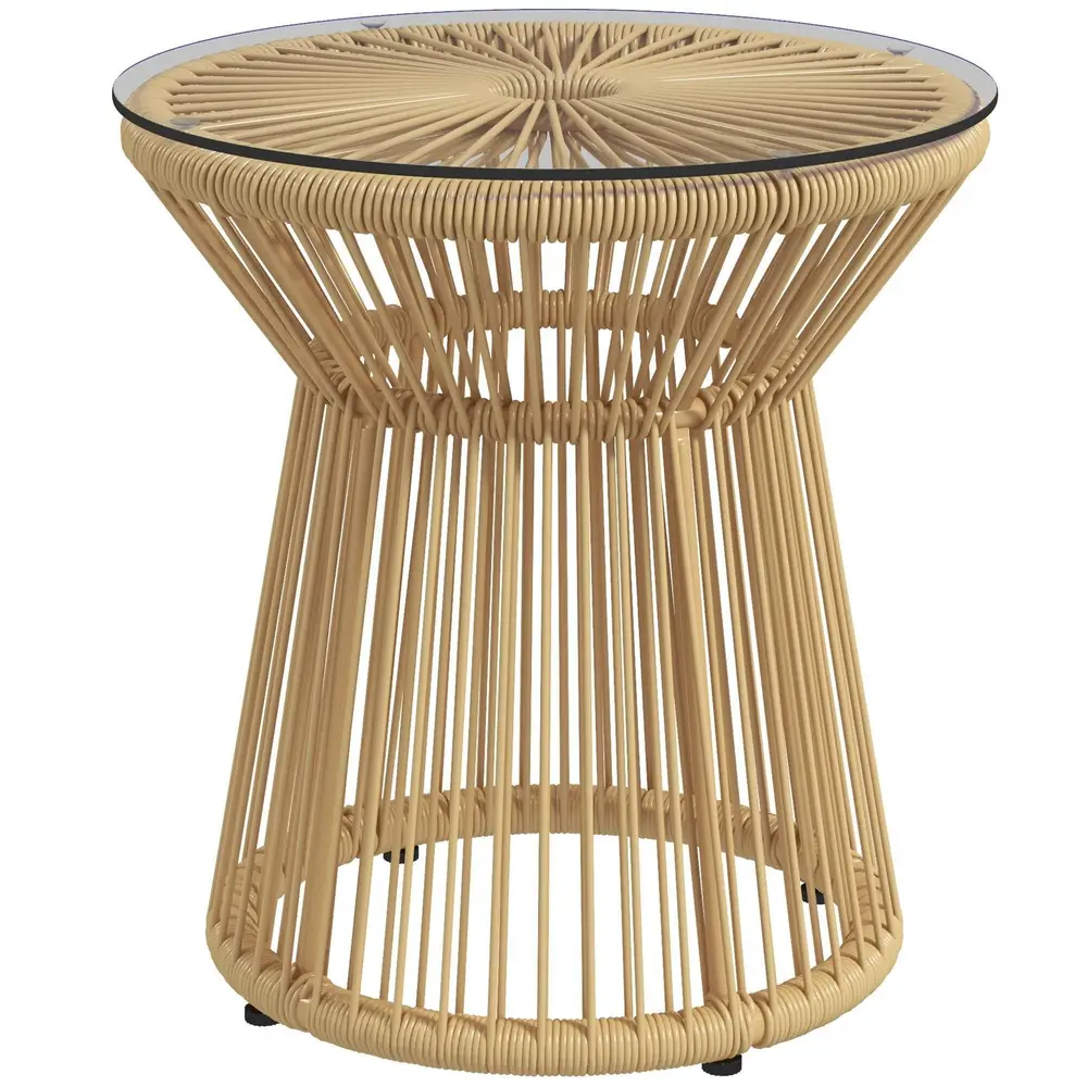 Sidobord Trädgårdsbord Beige av Metall och Glas Runt