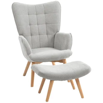 Vingstol Fåtölj Grå av Manchesterlook och Trä Relaxstol