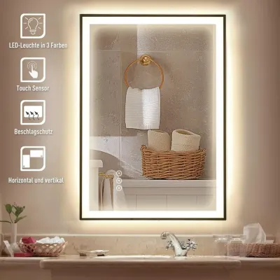 LED-Badrumsspegel med Touch-Knapp Väggspegel 70 x 50 x 3 Cm