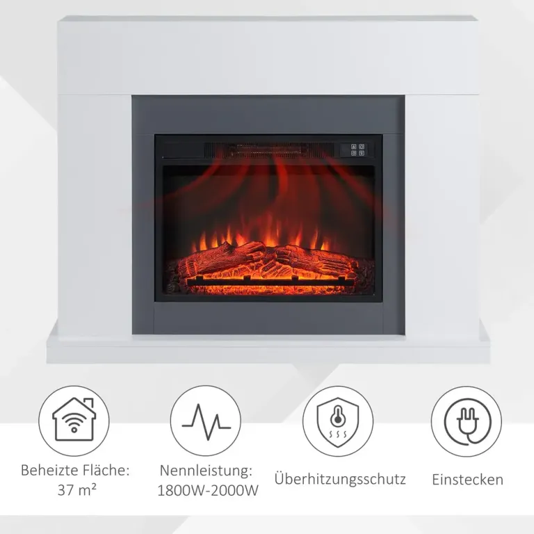 LED Elektrisk Öppen Spis Kamin Eelektrisk Träram Flamma Effekt