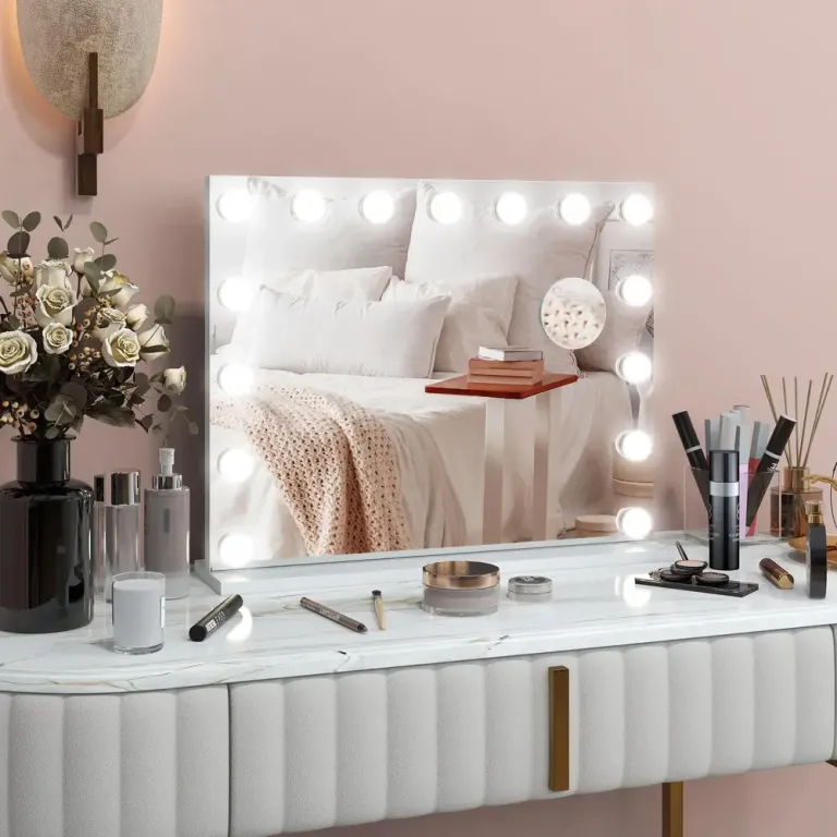 LED-Sminkspegel 3 Ljuslägen Dimbar, Vit Hollywood