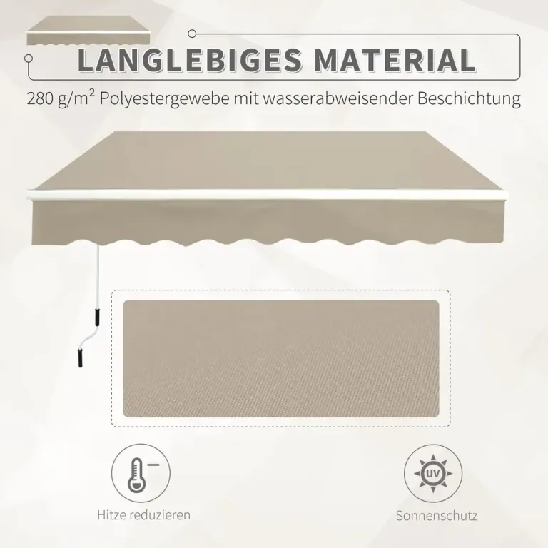 Ledarmsmarkis Beige Aluminium Uteplatsmarkis 3,95 m