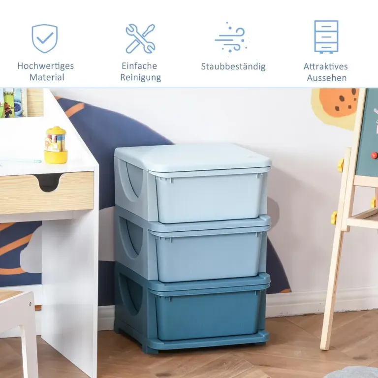 Leksaksförvaring 3 Lådor Praktisk Barnrum Plast