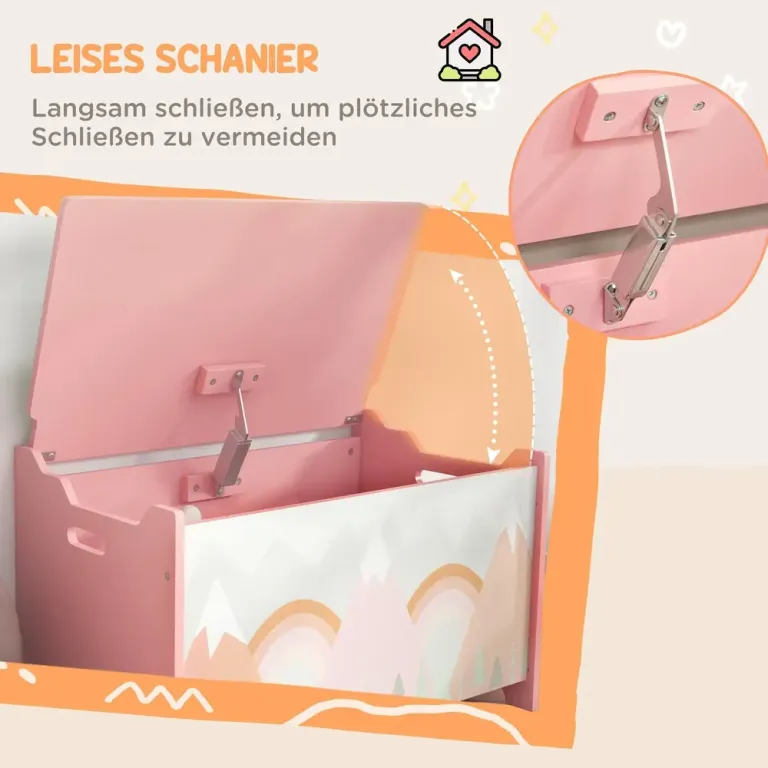 Leksakskista med Lock Rosa MDF för Barnrum Förvaringslåda