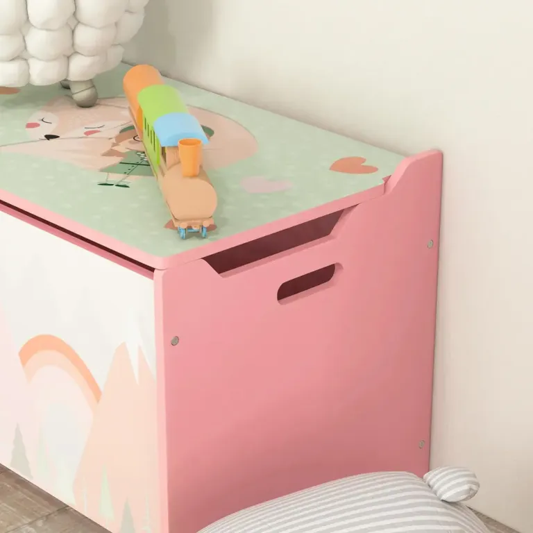Leksakskista med Lock Rosa MDF för Barnrum Förvaringslåda