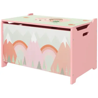 Leksakskista med Lock Rosa MDF för Barnrum Förvaringslåda