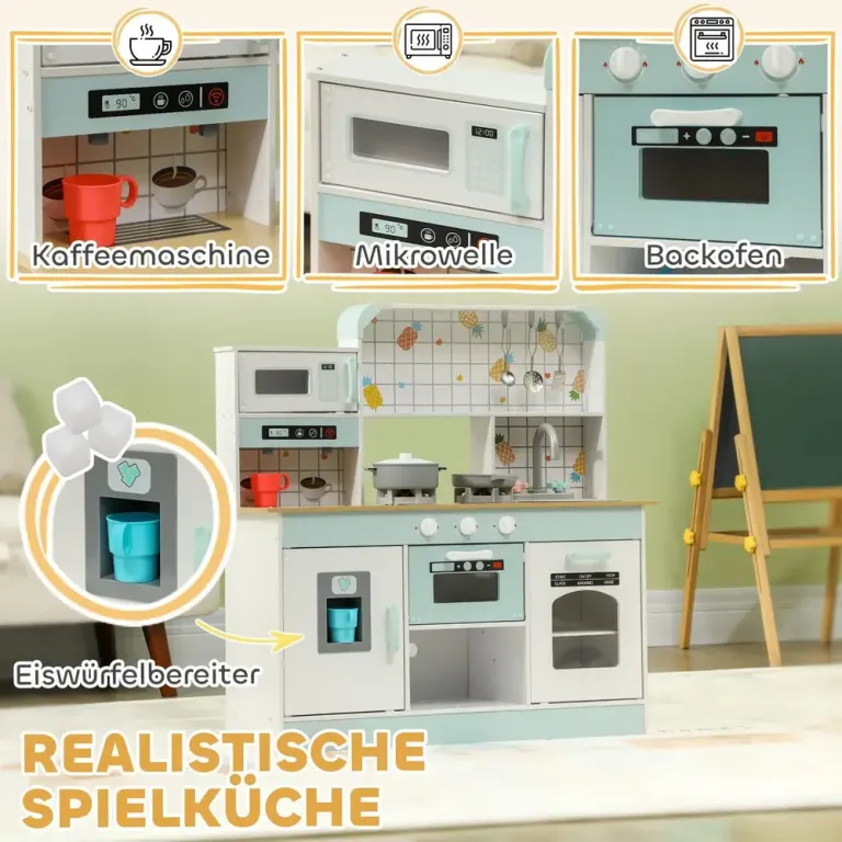 Leksakskök Vit av Trä och Plast för Barn 3+ År Retro Förvaring