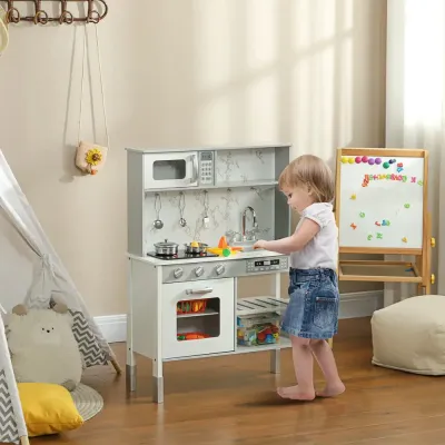Leksakskök Vit av Trä och Plast för Barn 3-8 År