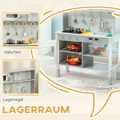 Leksakskök Vit av Trä och Plast för Barn 3-8 År