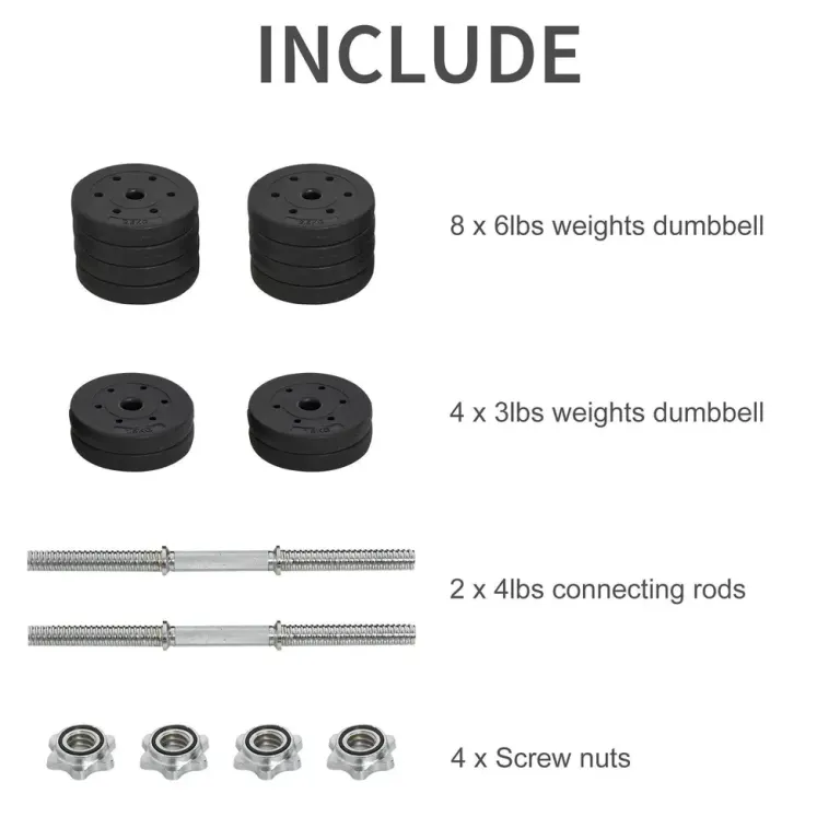 Hantelset 30 kg med Hantelskivor och Stång