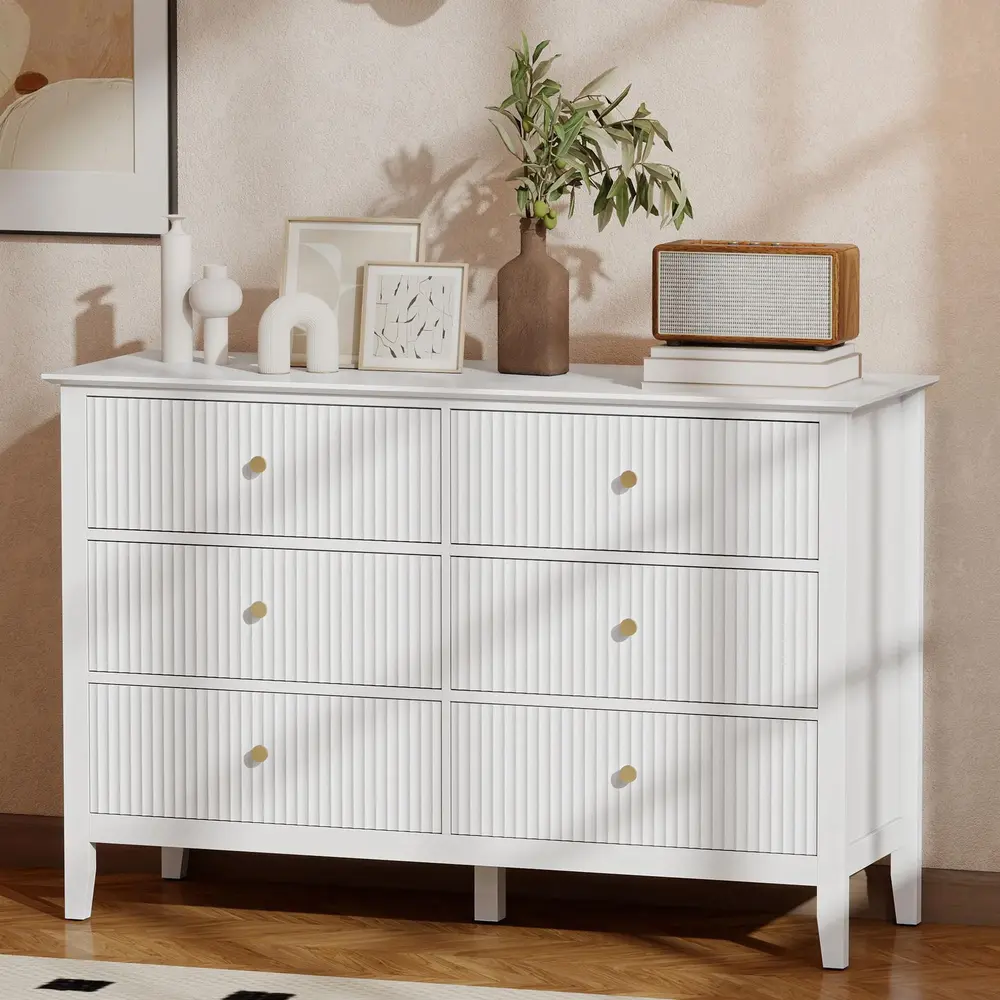 Byrå Vit Spånskiva 6 Lådor Rymlig Förvaring 100x40x78 Cm