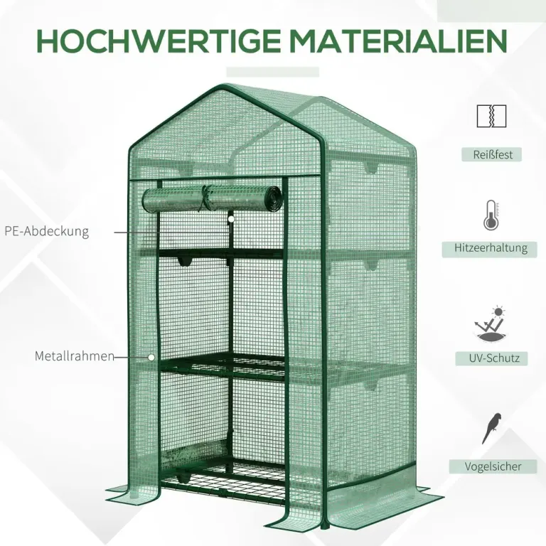 Litet Växthus 3 Hyllor Kompakt Mini Transparent Folieskydd Hyllplan