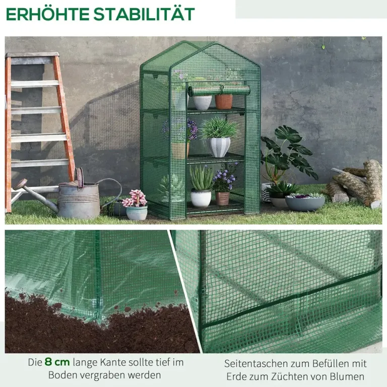 Litet Växthus 3 Hyllor Kompakt Mini Transparent Folieskydd Hyllplan