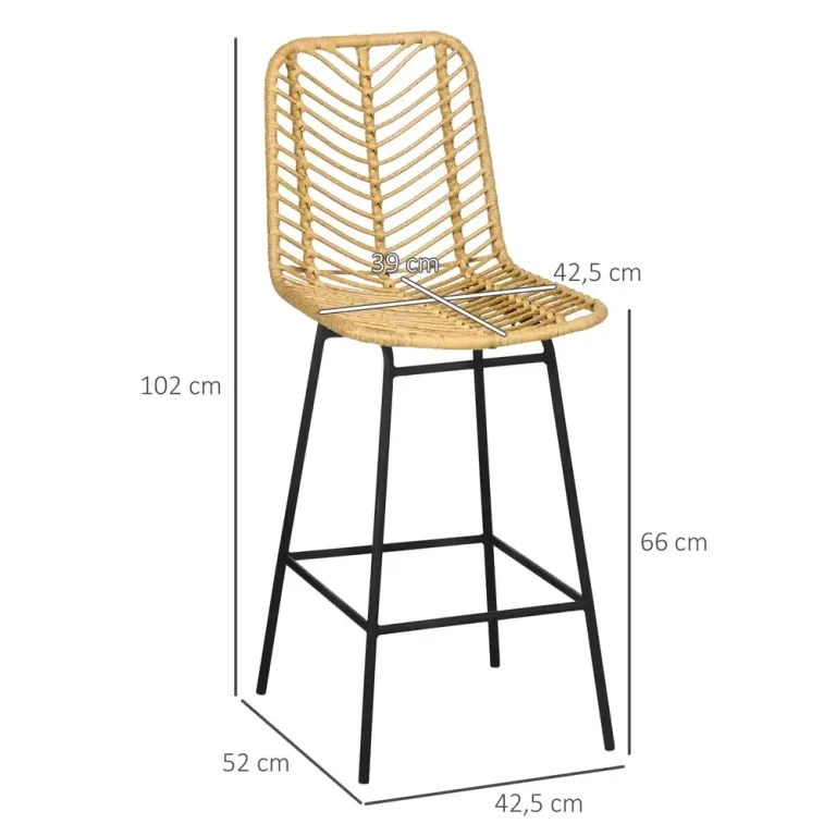 Barstolar Köksstolar Set om 2 Gul Svart 42,5 x 52 x 102 cm