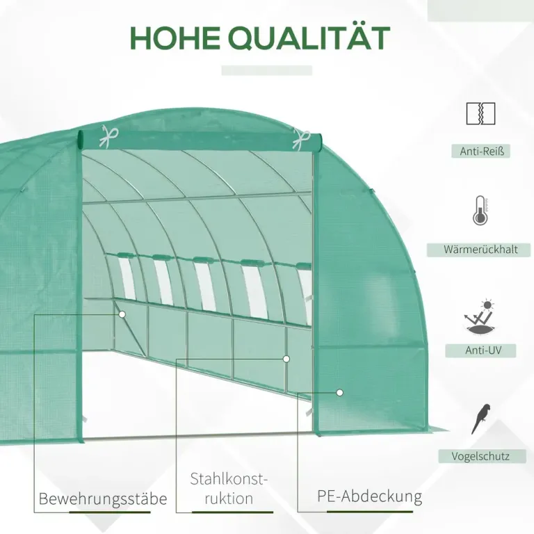 Tunnelväxthus Grön Pe-folie 800 x 300 x 200 cm