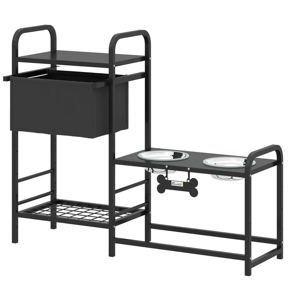 Matbar Hund med Förvaring Svart MDF 90x27x74 Cm