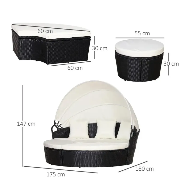 Lounge Sittgrupp Rotting med Kuddar 180 x 175 x 147 cm